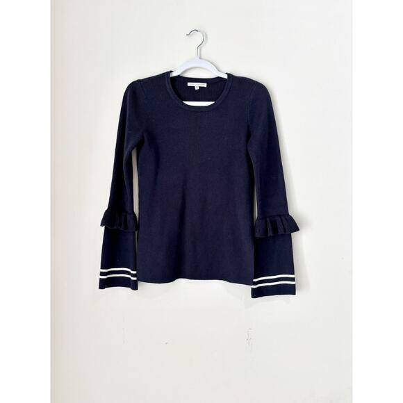 Rebecca Minkoff Cara Ruffle Bell Sleeve Pullover Sweater Navy Blue Women's XS - Picture 3 of 6